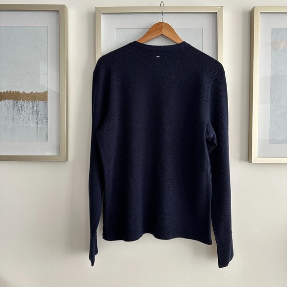 Rag & Bone Henley Shirt Mens Medium Merino Wool Knit Long Sleeve Navy Blue - Picture 8 of 12